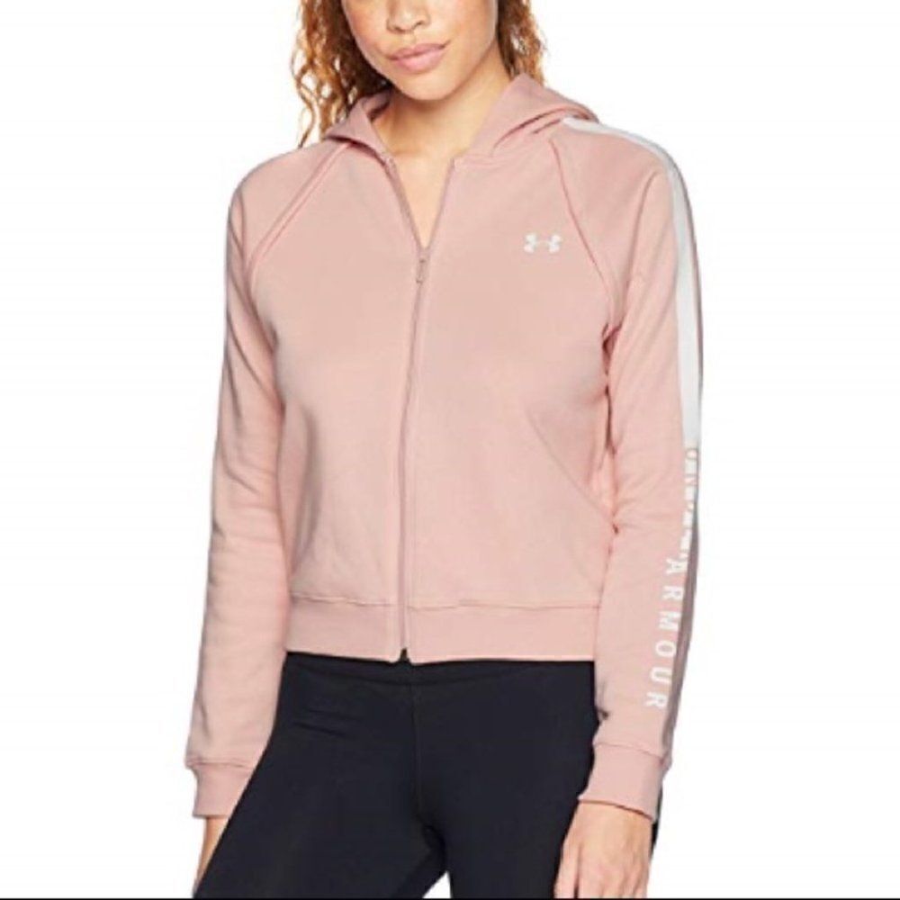 Under Armour Blush Pink Logo full zip hoodie Lg
